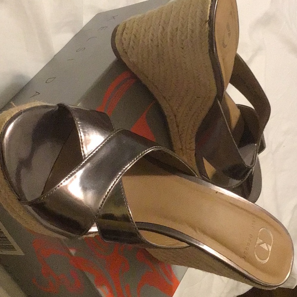 Metallic Wedge Sandals